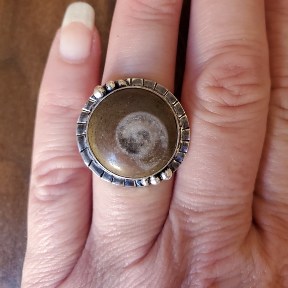 New Ammonite Fossil 925 Silver Ring. - Picture 2 of 12